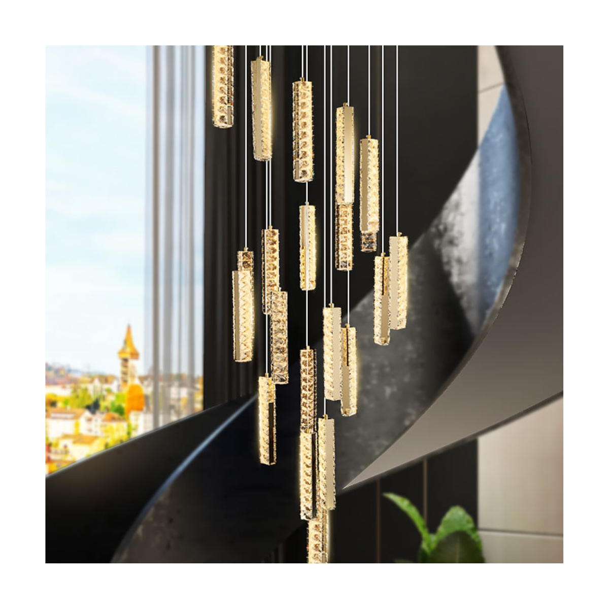 Crystal Cascade Spiral Pendant Light 